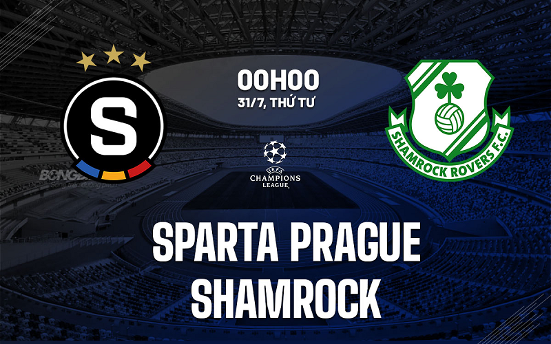 Tip kèo bóng đá trận Sparta Praha vs Shamrock Rovers uk88